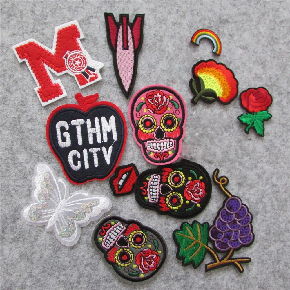 

hot sell new arrive fashion different style hot melt adhesive applique embroidery patches stripes DIY clothing accessory patch