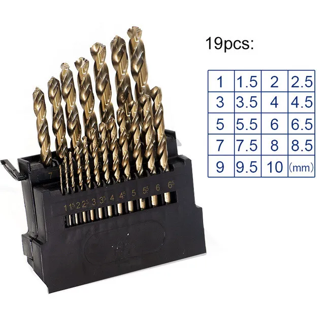 25 шт. M42 HSS набор сверл для металла содержит 8% Кобальт медь железо алюминий дерево нержавеющая сталь Сверло - Цвет: 19pcs Twist Drill