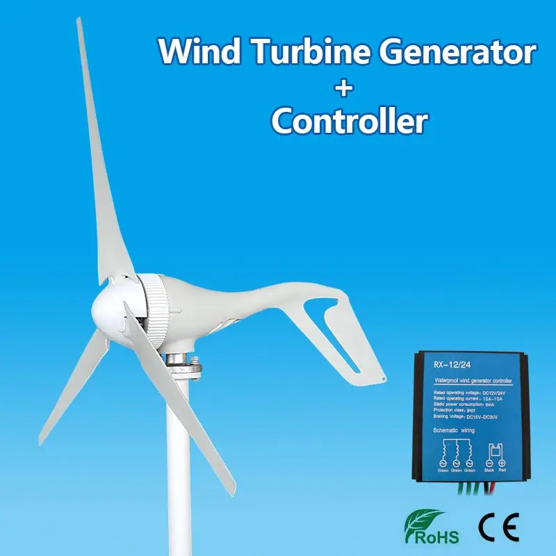 

Real 600W Wind Generator+Controller 12V 24 Volt 3 Nylon Fiber Blade Horizontal Home Wind Turbines Power Energy Turbines Charge