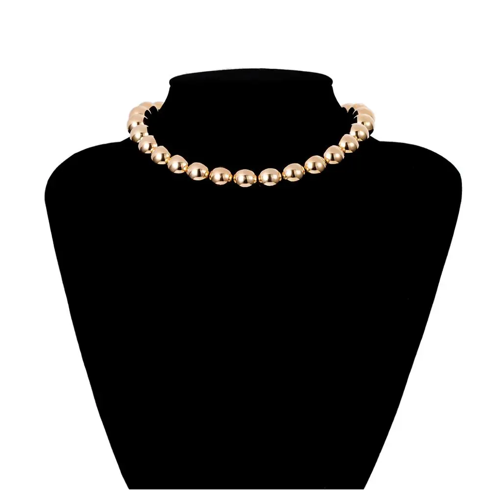 SHIXIN Punk CCB Bead Necklace for Women Gold/Silver Short Choker Necklace Fashion Simple Jewelry Checker Neck Collier Femme