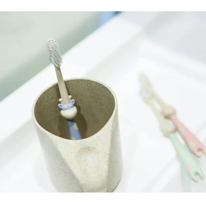 Детская зубная щетка мультяшная Жираф натуральная Пшеничная солома разлагаемая уход за полостью рта нано-антибактериальные мини-головки