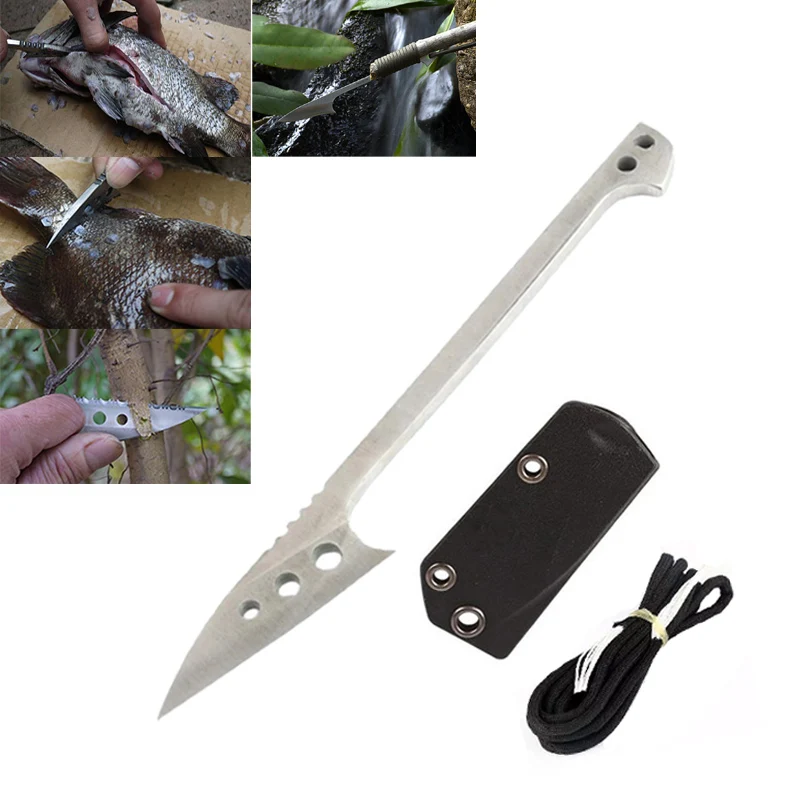 

Stainless Steel Harpoon Fish Scale Flake fillet Serrated Blade k Kydex Sheath Outdoor Camp Kit Hunt Survive Tool bushcraft