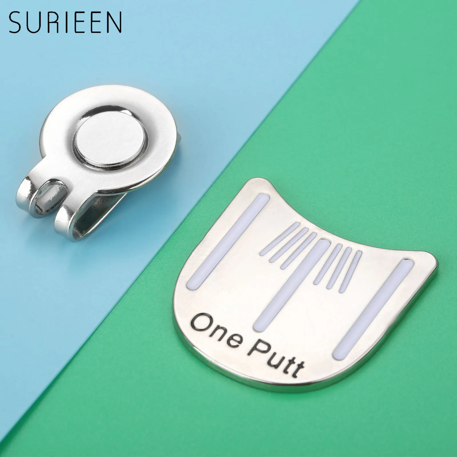

SURIEEN Alloy Magnetic Golf Ball Mark with Cap Clips One Putt Golf Ball Aiming Position Design Professional Hat Visor Clips