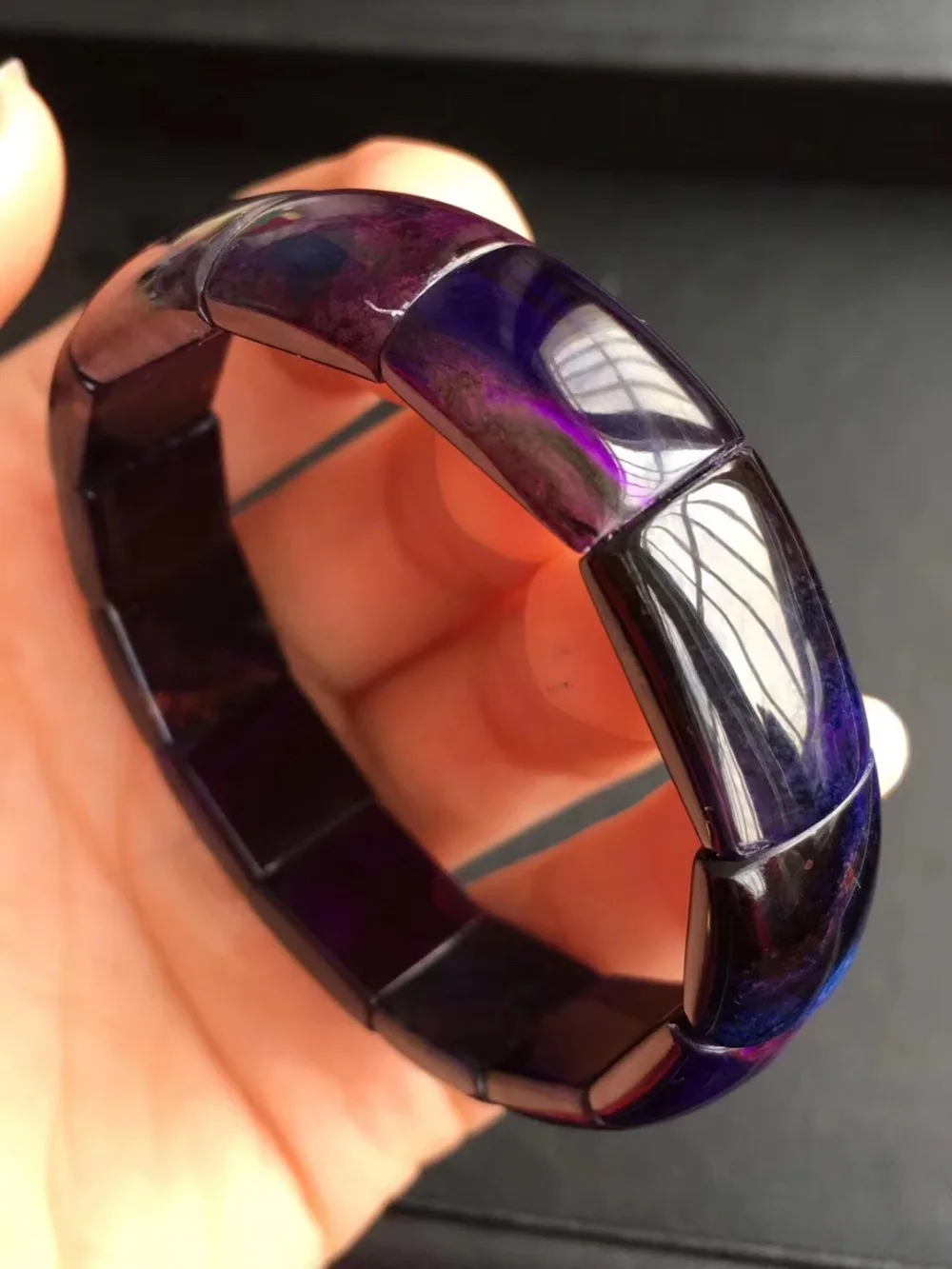 

12.5mm Natural Purple Sugilite Royal Bracelet Women Party Love Gift Stretch Crystal Stretch Bead Bangle AAAAA Certificate