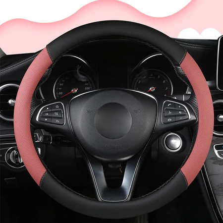 Чехол рулевого колеса автомобиля 5 цветов для женщин и девочек дышащая Оплетка на руль Funda Volante Универсальный Авто Стайлинг - Название цвета: Mousse red