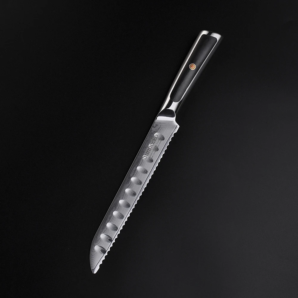 Sunnecko 8" inch Bread Knife 73 Layers Damascus VG10 Steel Core Kitchen