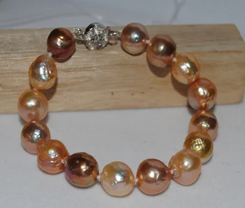 

Edison pearl Baroque pure natural pearl bracelet 10mm strange color