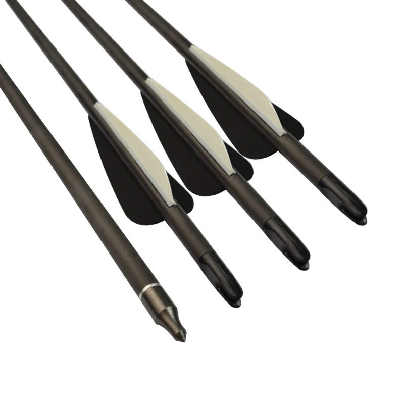 6pcs26"/28"/30" Pure Carbon Arrow Changeable Point Nock for Recurve