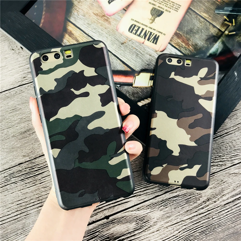 Army Camouflage Pattern Phone Case for Huawei P20 P10 Plus Soft Original Coque Car Magnetic Finger Ring Holder Cases Fundas |