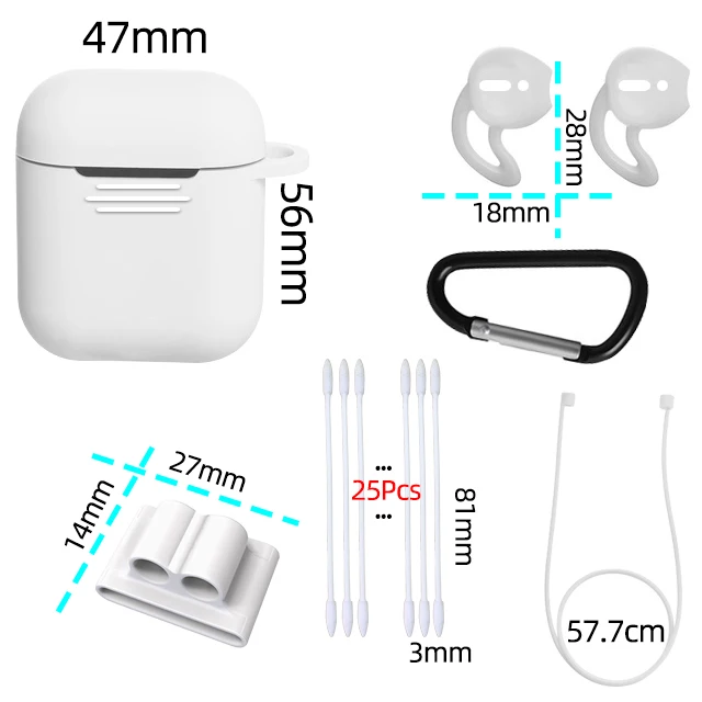 5 в 1 аксессуары для AirPods чехол роскошный силиконовый Apple 2 милый чехол|Аксессуары