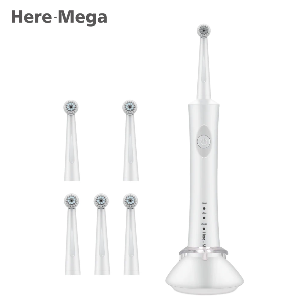 

HERE-MEGA Rotating Type Electric Toothbrush Oral Hygiene Cleaning Whitening Waterproof Teeth Brush Two Heads for Adult R02