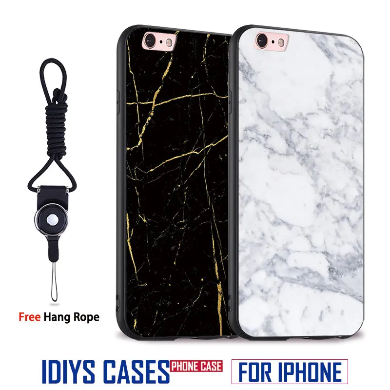 

Marble pattern Originality Coque With Hang Rope Soft Silicone Phone Case Cover Shell Bag For Apple iPhone 5 SE 5S 6 6S 7 PLUS