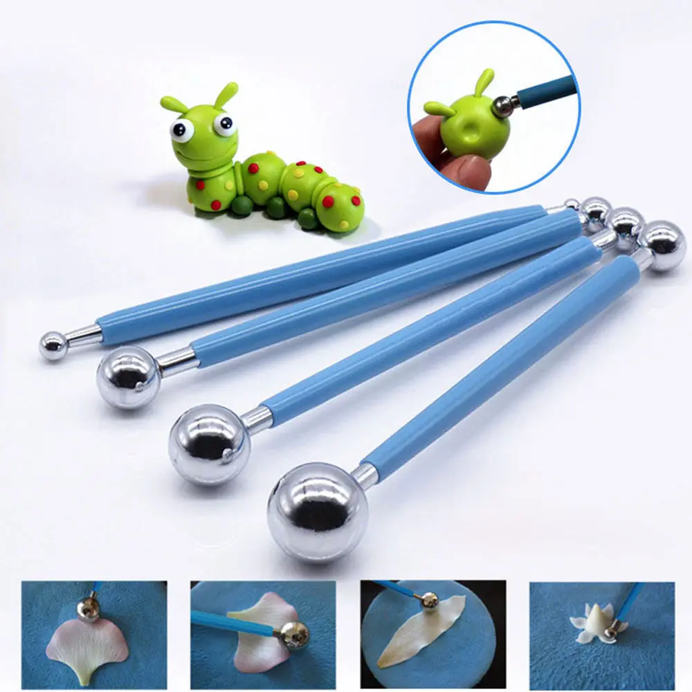 

4Pcs Flower Molds Playdough Tools Polymer Clay Polyform Sculpey Fondant Tools Set for Children