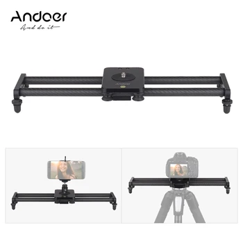 

Andoer 40cm/ 15inch Track Slider Video Stabilizer Carbon Fiber Camera Rail with Mini Ballhead Phone Clamp Photography Accessory