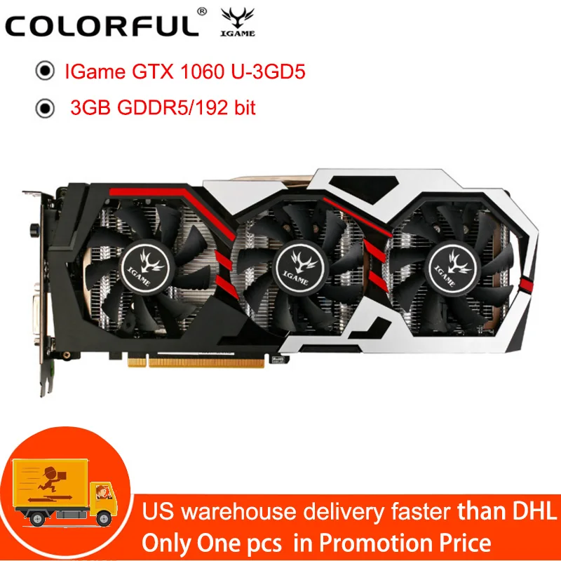 Оригинальная красочная игровая 1060 U 3GD5 Топ Графика карты GeForce GTX NVIDIA чип 192bit 3 Гб
