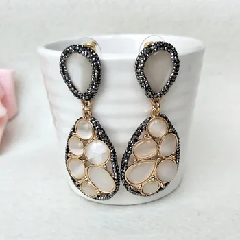 

5 Pairs Opal stone Fashion water-drop earrings Paved Rhinestone Crystal Charm Dangle earrings Jewelry for women ER450