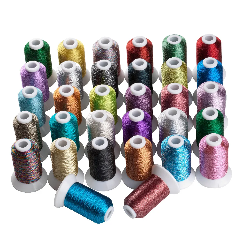 Simthread metallic embroidery machine thread non duplicated 32 colors