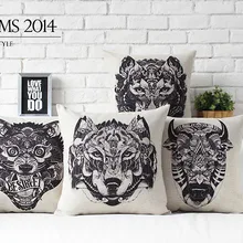 В Индийском стиле Тотем волка, бык, тигр, льняная подушка из хлопка с эффектом памяти декоративная подушка для дома диванные подушки декоративные диванные подушки