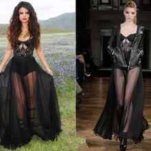 Сексуальные потрясающие черные платья Селена Гомес А-силуэта, платья знаменитостей, милое Прозрачное платье с лифом, Аппликации, кружевные украшенные шифоновые платья для выпускного вечера