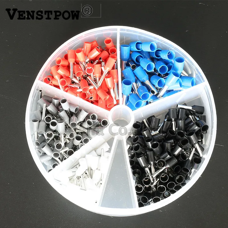 

400pcs/lots E0508 E7508 E1008 E1508 Copper Crimp Insulated Cord Pin End Terminal Ferrules kit set Wire terminals connector