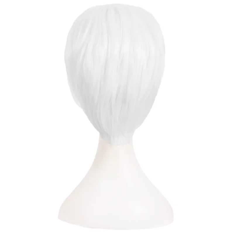 MapofBeauty 1" короткий волнистый парик для косплея для мужчин розовый синий белый синтетические волосы термостойкие Хэллоуин поддельные волосы челка шиньоны - Цвет: Белый