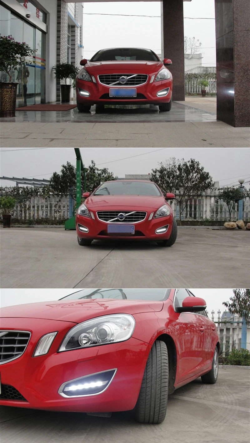 SNCN 2 шт. светодиодный дневного света для Volvo S60 2011 2012 2013 автомобильные аксессуары Водонепроницаемый АБС 12 В DRL Противотуманные фары украшения