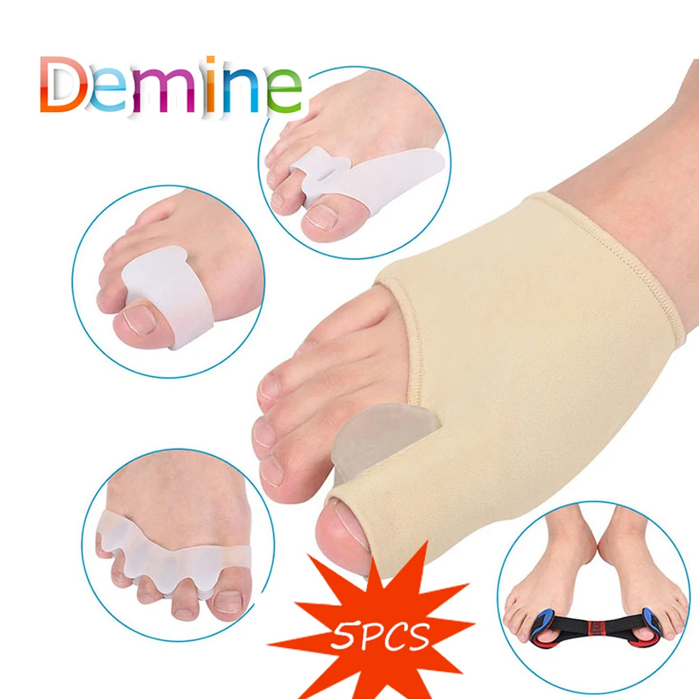 

5pcs/sets Hallux Valgus Orthotics Gel Stretch Nylon Pad Silicone Separators for Corrective Overlapping Toes Shoes Inserts