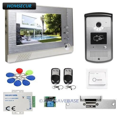 

1V1 HOMSECUR 7" Video Door Phone Intercom System with One Button Unlock for Home Security + Strike Lock