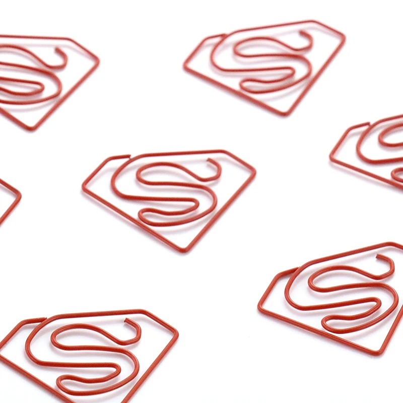 

TUTU 9 pcs superman mark Shape Paper Clips red Color Funny Kawaii Bookmark Office Shool Stationery Marking Clips H0129