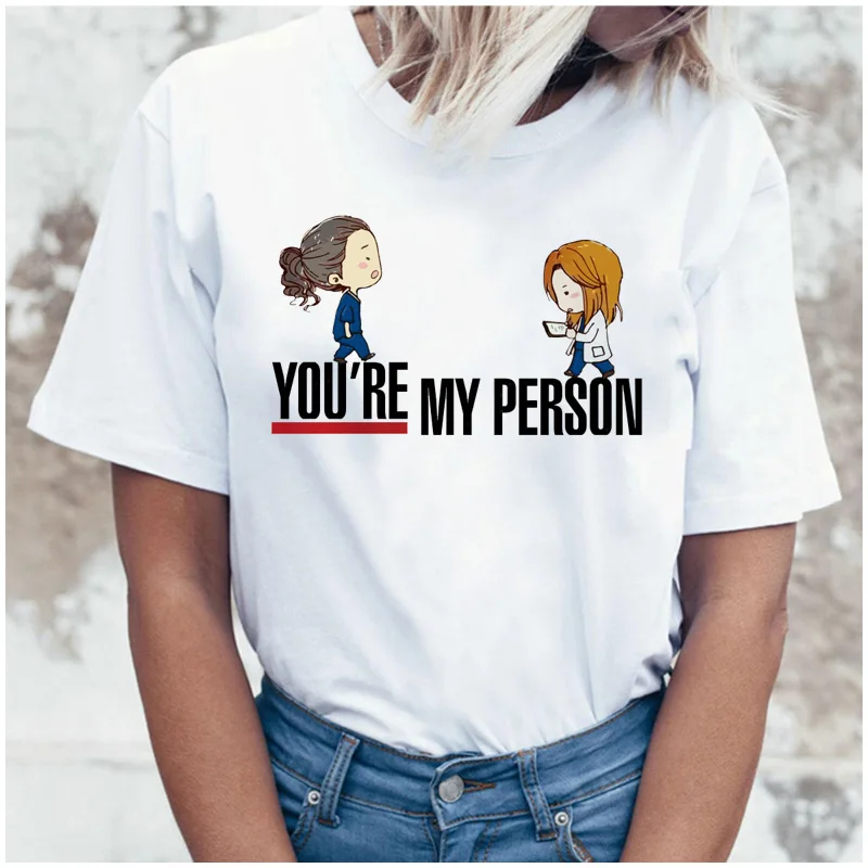 GREYS Anatomy You're My Person новая футболка женская футболка корейский стиль harajuku Женская ulzzang Эстетическая футболка рубашка