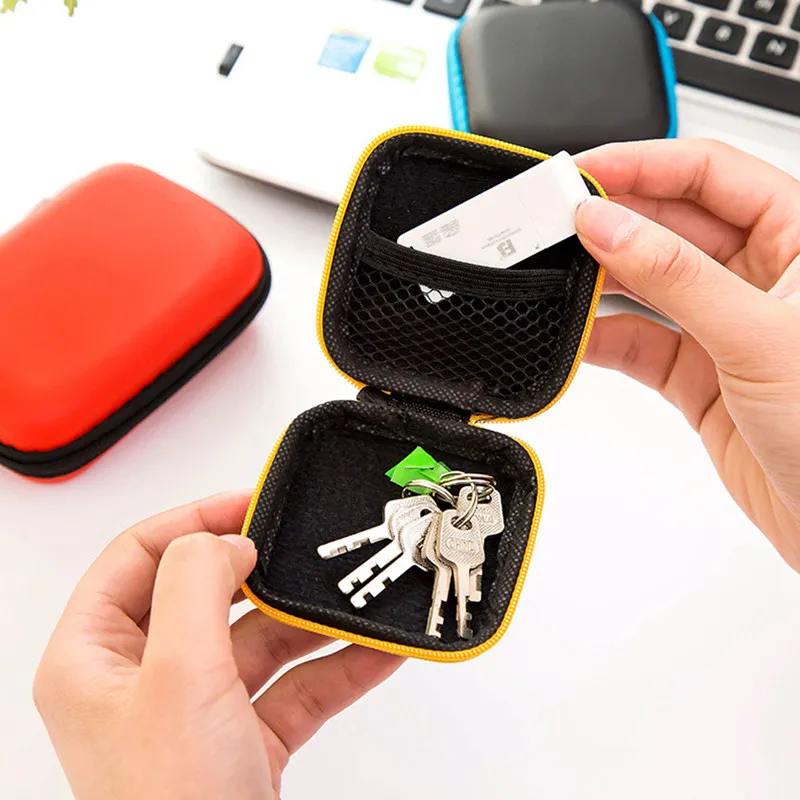 Earpiece Zipper Hard Headphone Case Portable Earbuds Pouch box EVA Leather Earphone Storage Bag Protective USB Cable Organizer (2)