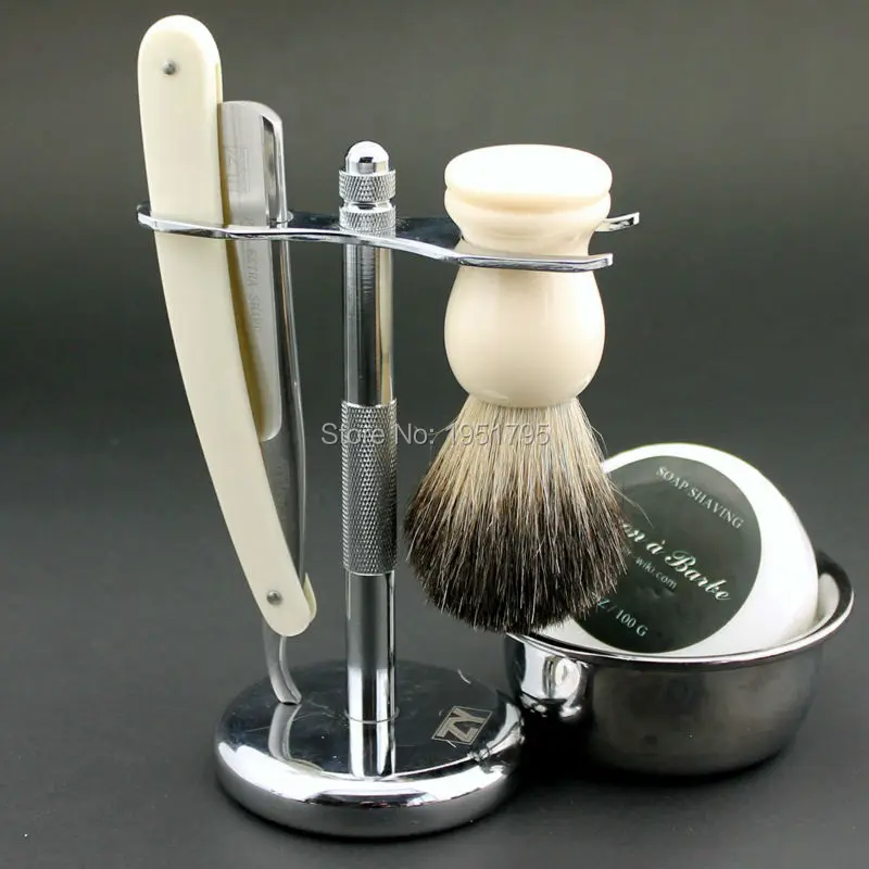 ZY Shave Ready Straight Razor Alloy Stand Bowl Soap Brush Mens Shaving Xmas Giftshave ready