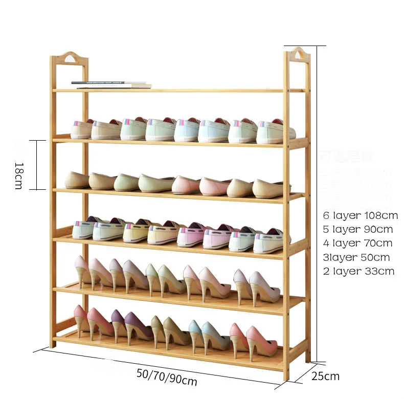 Простая подставка для обуви многослойная Бытовая Однослойная деревянная бамбуковая обувь полка экономичная Студенческая комната
