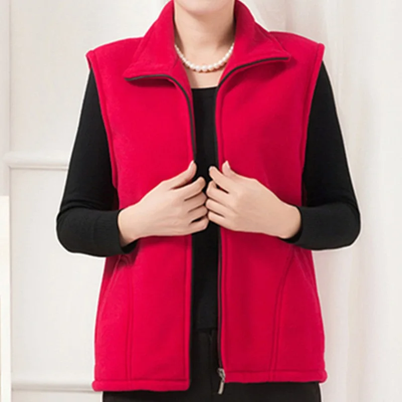 UHYTGF Fleece Coat For Women's Vest 2024 New Autumn Sleeveless Vests For Women Jacket Fashion Zipper Casual Waistcoat Female 442 images - 6