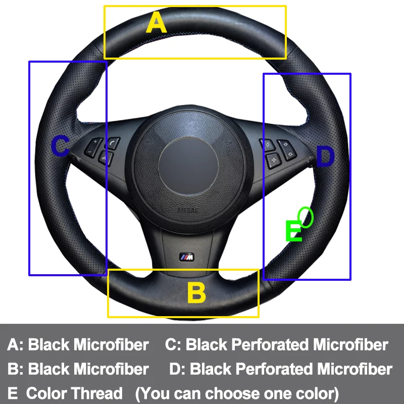 Ручное шитье автомобиль рулевое колесо крышка принципиально Оплетка на руль для BMW E60 E63 E64 Кабриолет M6 2005-2008 2009 2010