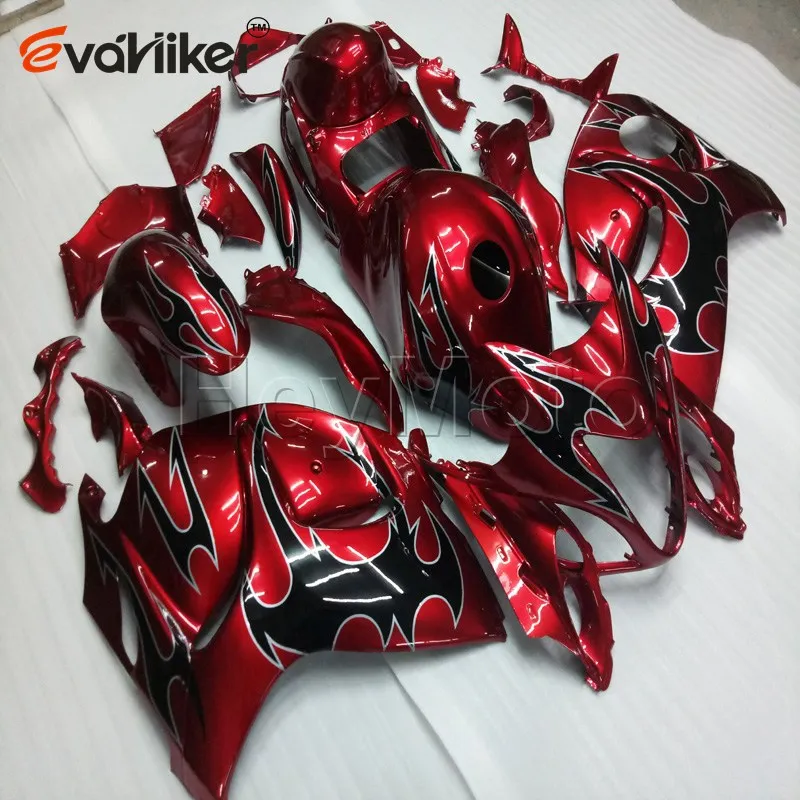 Пользовательские ABS мотоцикл обтекатель для GSX-R1300 2008- GSXR1300 08-16+ Неокрашенный Обтекатель+ литьевая форма черный Пламя H3 - Цвет: A