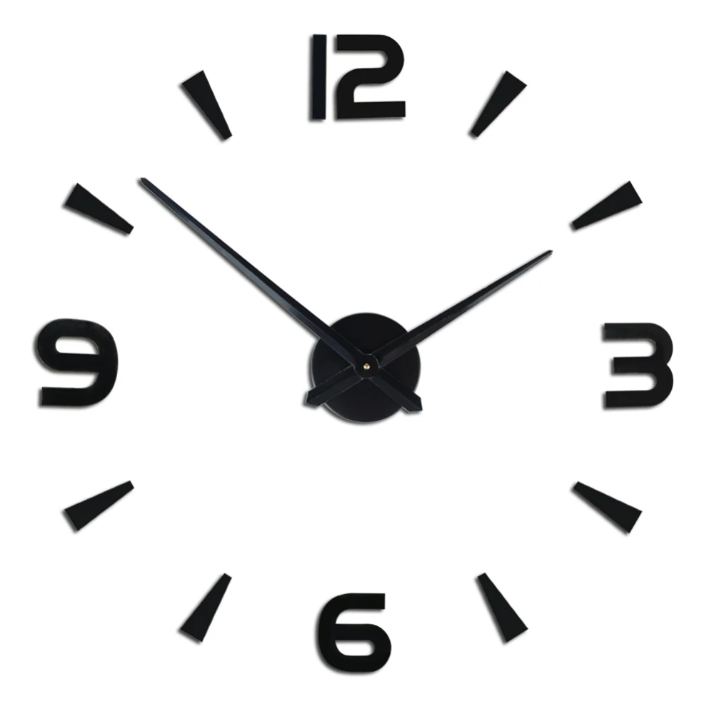 DIY большие настенные часы 3D зеркальные Наклейки Безрамные современный дизайн бесшумные большие часы для дома и офиса декоративные часы - Цвет: Black