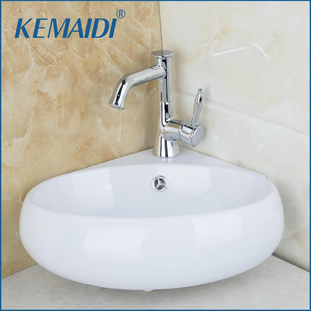 Kemaidi بالوعة الحمام السيراميك مغسلة + المطبخ كروم النحاس صنبور حوض غسيل الغرور و قطب صنبور الحمام مغسلة و استنزاف