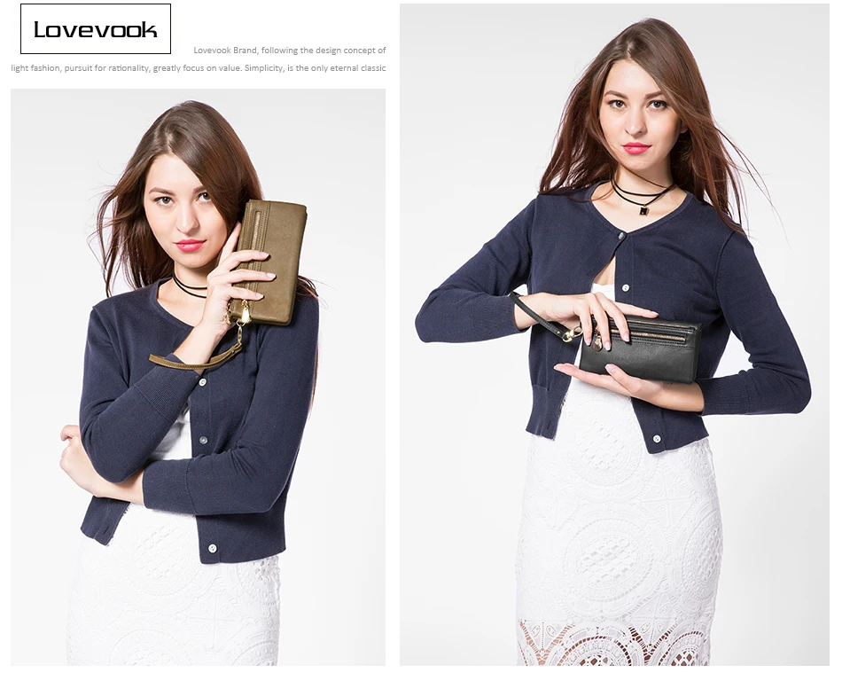 LOVEVOOK женский кошелек женский удлиненный кошелек держатель для карт несколько отделений для карт с ремешком на запястье карман для монет Дамский клатч, высокое качество PU