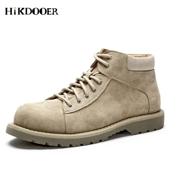 

High quality Leather Men Boots Suede Dr Martin Boots shoes High Top Motorcycle Autumn Winter shoes Man Work Boots