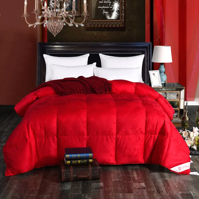 Shuiyunzhixing Festive Red Color Goose Down Duvet King Size 220cm Shuiyunzhixing Festive Red Color Goose Down Duvet King Size 220cm 240cm Jacquard Quilted Comforter Handmade