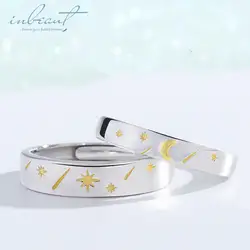Inbeaut Sun Moon парные кольца для женщин и мужчин, серебро 925 пробы, лунный свет, солнечное кольцо со звездами, настоящая любовь, подарок, оригинал