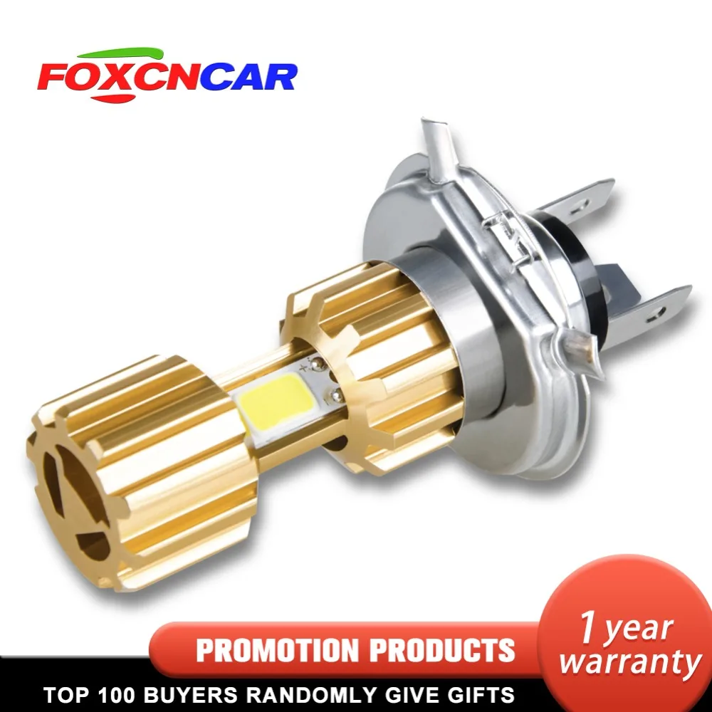 Foxcncar LED H4 COB 6500K фары для мотоцикла лампы 12V 24V мотоцикл велосипед мопед скутер