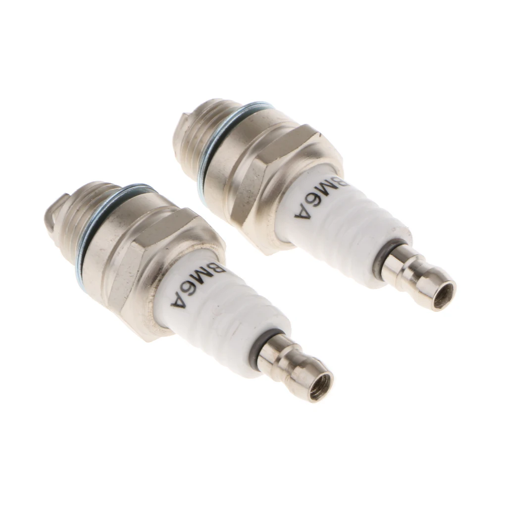 2PCS BM6A Spark Plug Glow Plug Standard Spark Plug BM6A, Small Engine Replacemnet for 2-stroke Chainsaw Lawn Mower Strimmer
