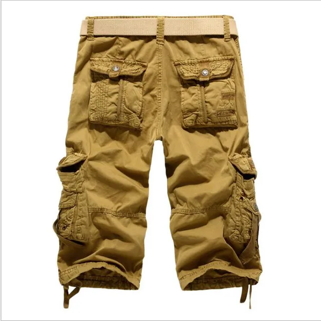Nuevos pantalones cortos casuales de verano para hombre, pantalones cortos deportivos lisos rectos para hombre, pantalones cortos cargo para hombre, pantalones deportivos de algodón a la moda hasta la rodilla para hombre - Image 5