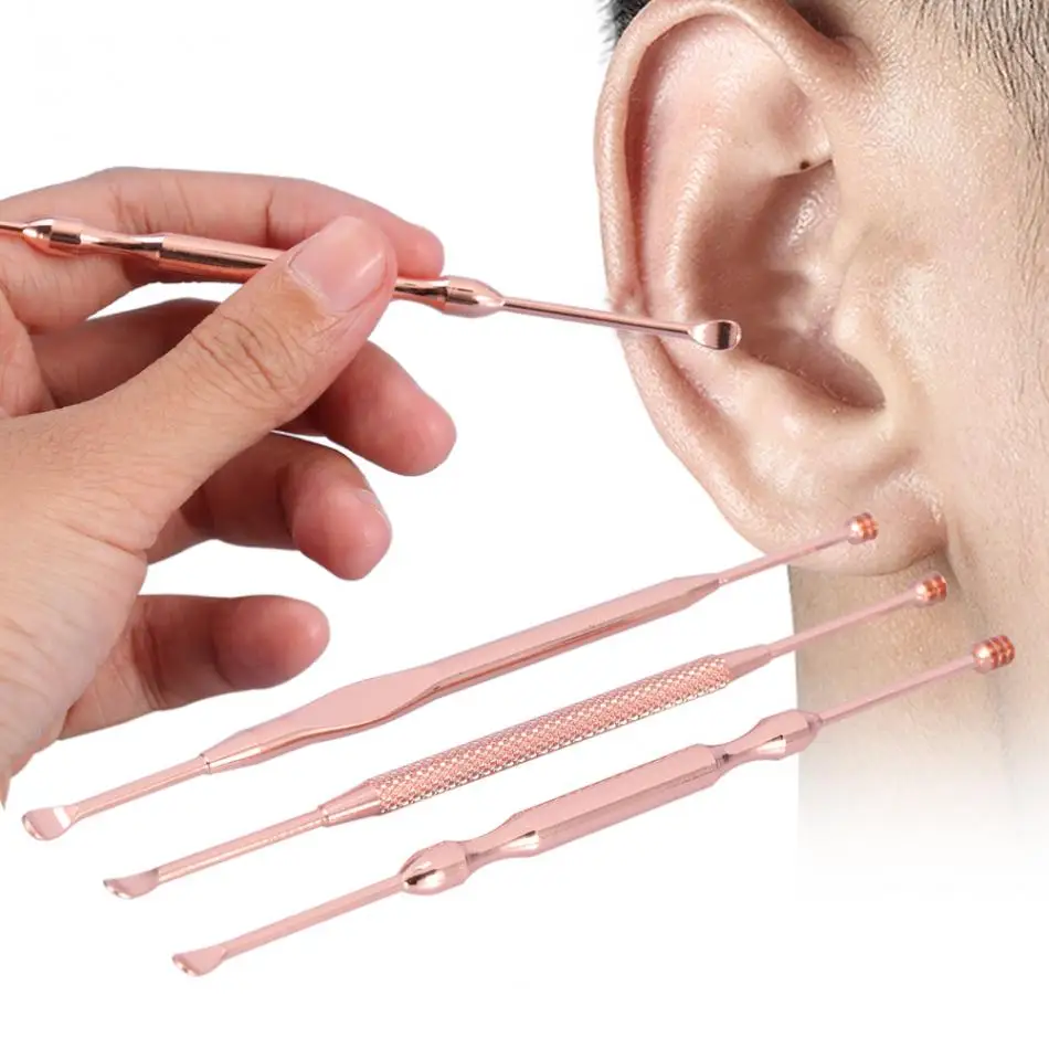 3Pcs Ear Cleaning Double ended Ear Cleaner Spiral Stainless Steel
