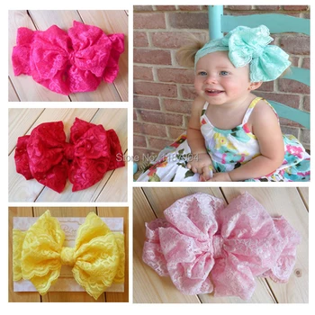 

2015 Lace Bow Headwrap - Bow Lace Bow Headband mint lace bow headband Vintage Head Wrap Photo Prop Hair Accessories 7pcs/lot