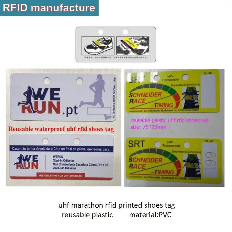 

Marathon running shoe tags uhf rfid shoe tag blank PVC reusable sports waterproof EPC C1G2 for rfid sports running timing race