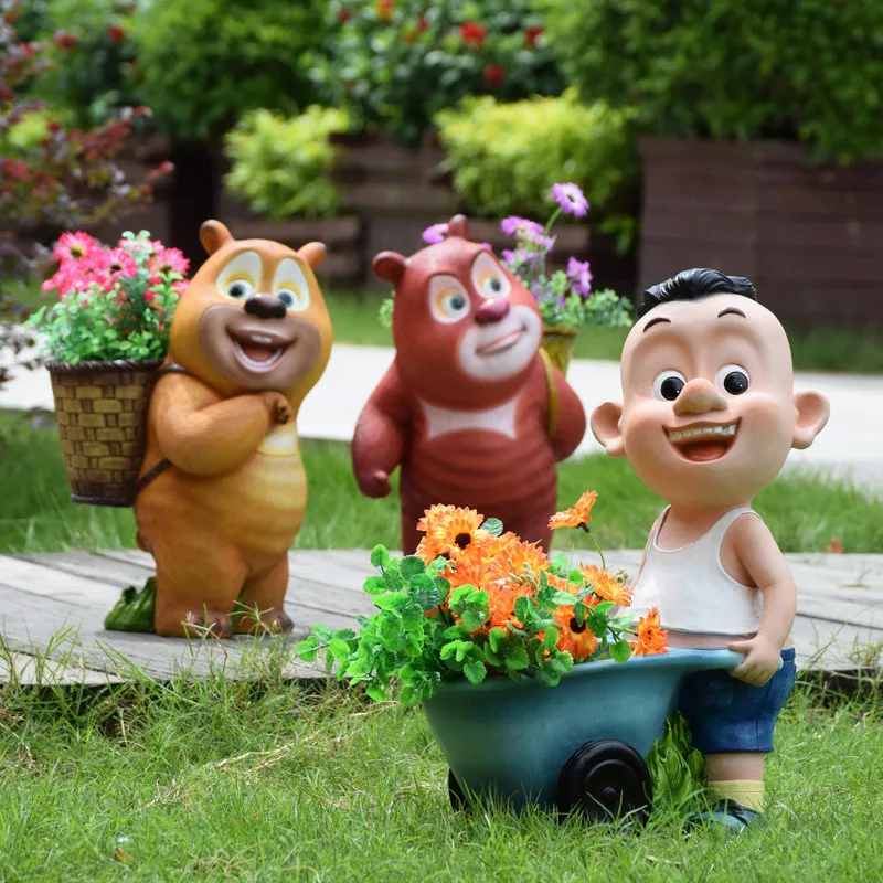 

Cute Simulation Bear Animals Boonie Bears Crafts Continental Home Villa District Decorations Collectible Model Toy L1973