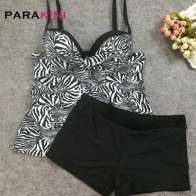 

PARAKINI 2019 Women Large size Swimsuit Two piece Swimwear Tankini Set Big Plus Female Swim Wear Bathing Suit